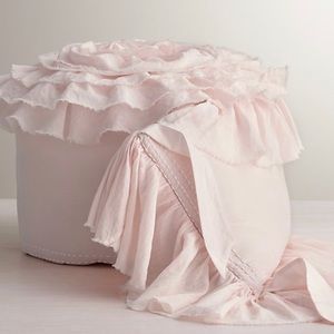 Restoration Hardware pink ruffle Crib Bumper